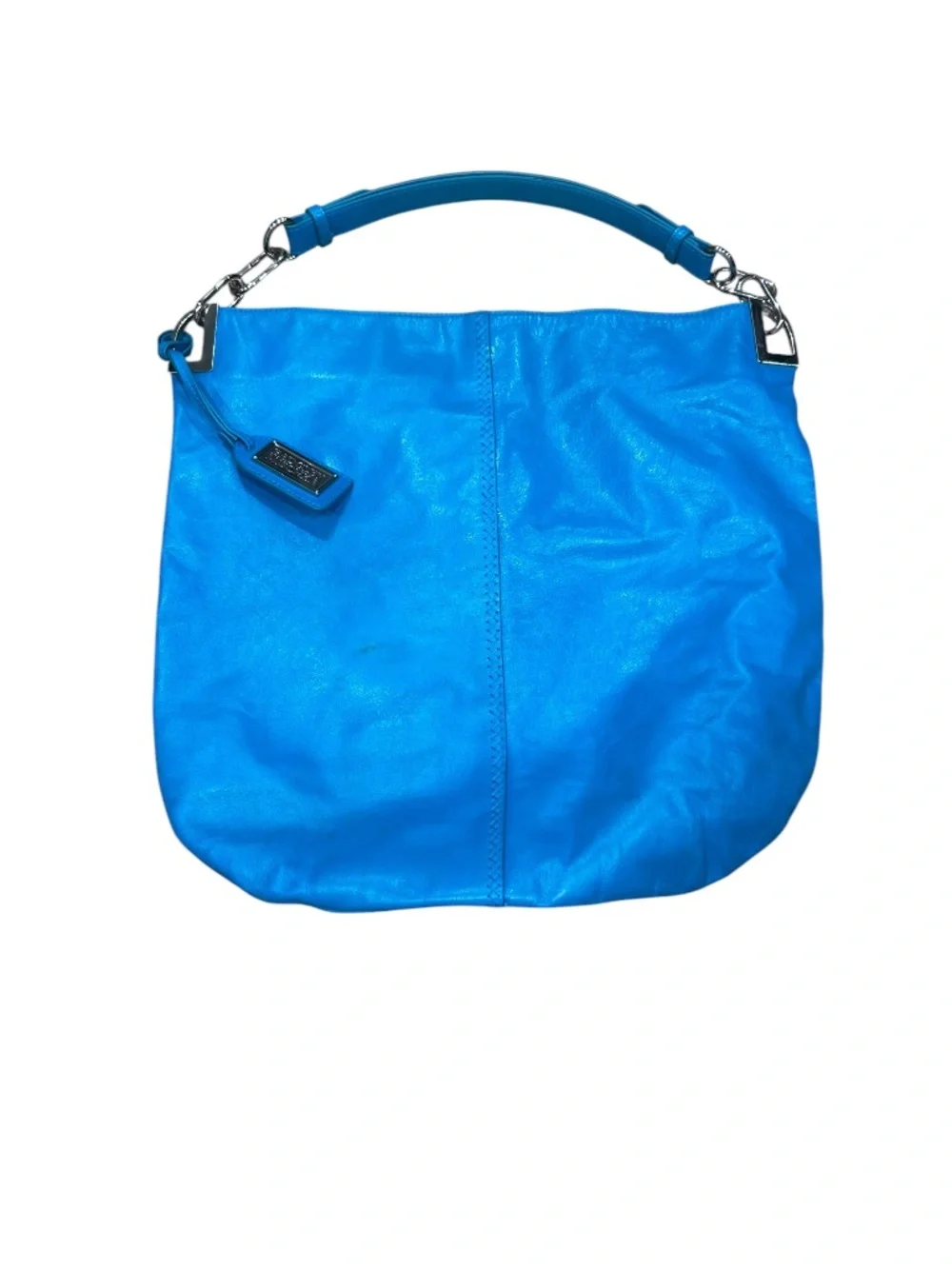 Badgley Mischa Large Turquoise Blue Vintage tote bag purse Leather